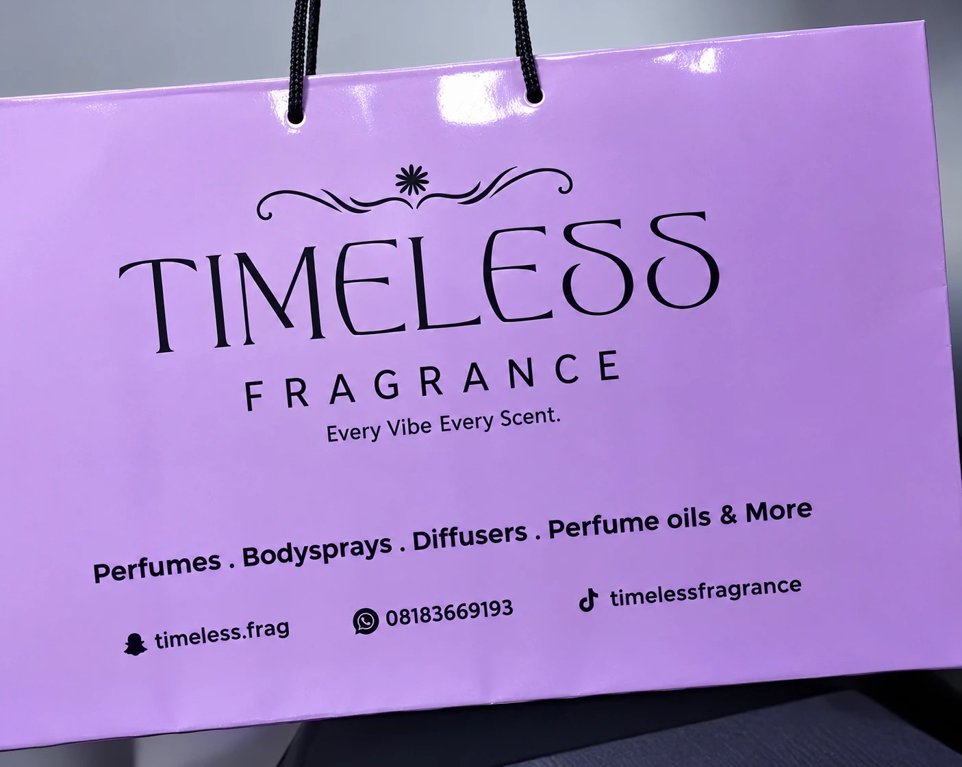 Timeless Fragrance lavender packaging bag