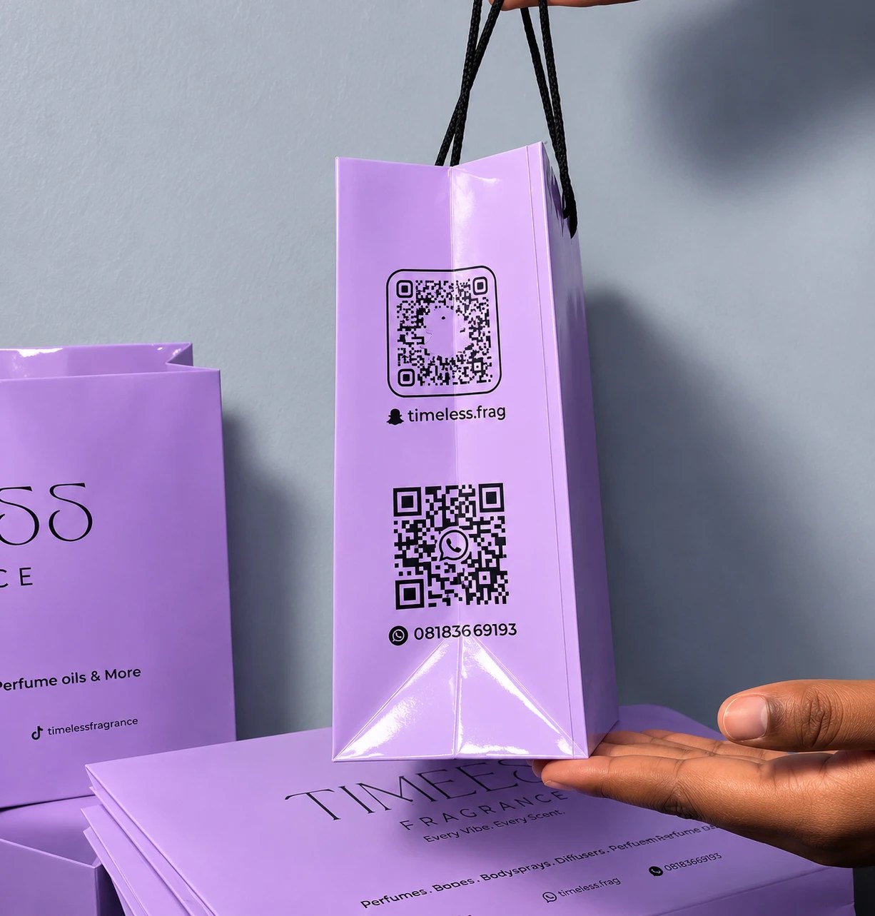 Packaging bag with QR code on the side