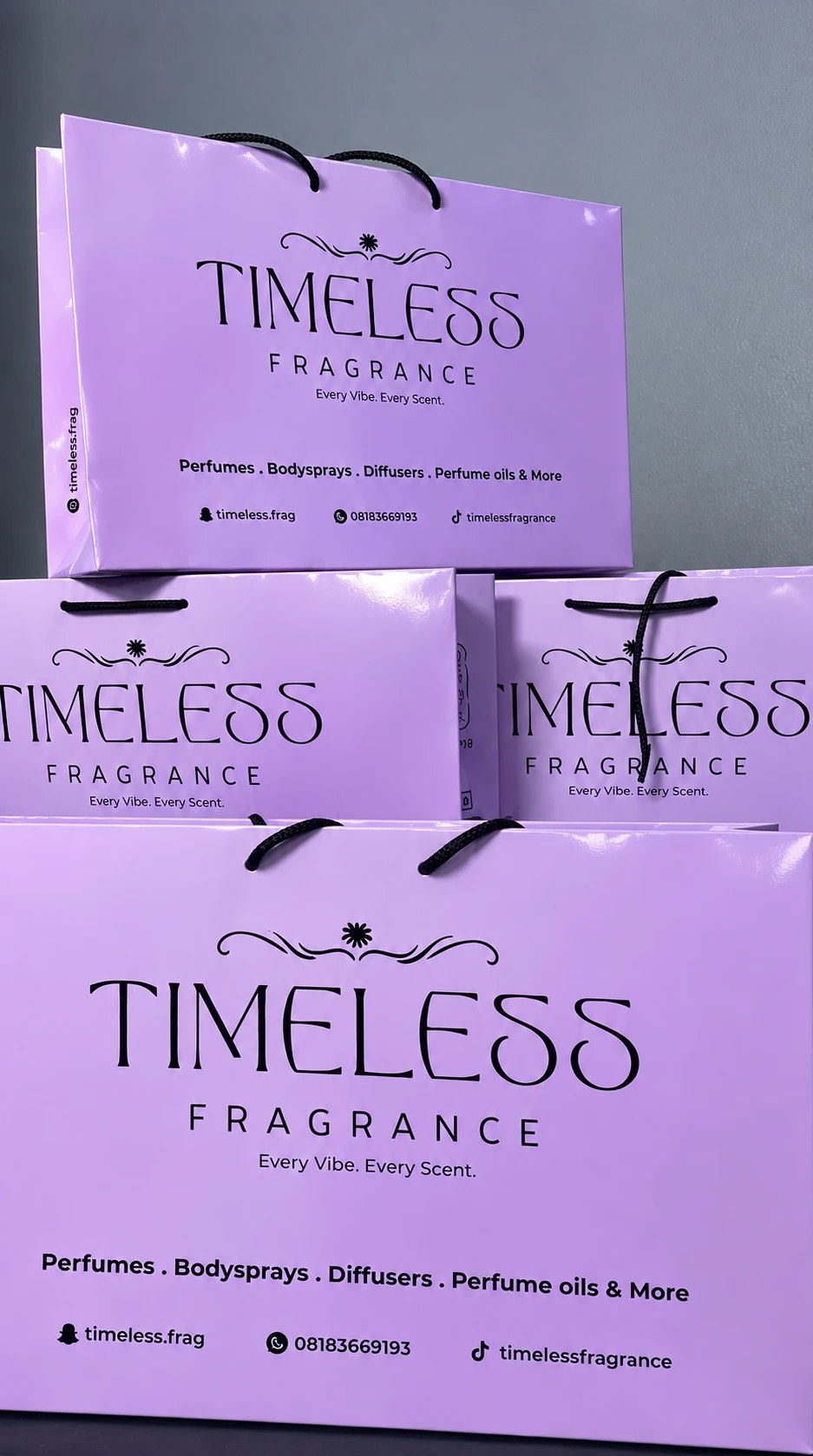 Stack of Timeless Fragrance bags
